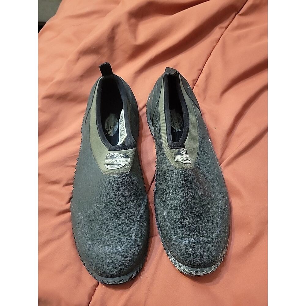Lewis & Clark Outdoors Mens Muck Shoes Rubber Sneakers Black Green size 10